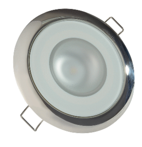 LUMITEC MIRAGE - FLUSH MOUNT DOWN LIGHT - GLASS FINISH/POLISHED SS BEZEL - WARM WHITE DIMMING