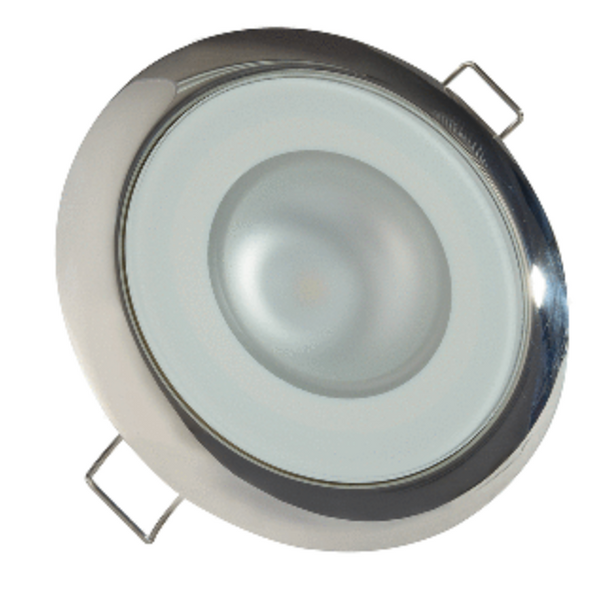 LUMITEC MIRAGE - FLUSH MOUNT DOWN LIGHT - GLASS FINISH/POLISHED SS BEZEL - WARM WHITE DIMMING